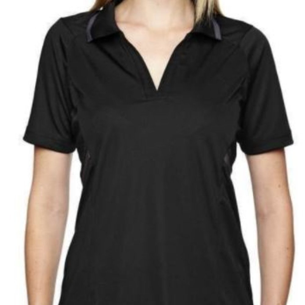 Ladies' Polo Shirt with Contrast Tape-Size XS (Black)